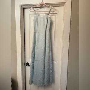 Gunne Sax Baby Blue Gown with Silver Floral Straps